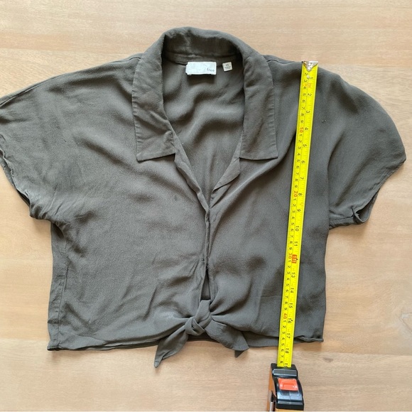 Wilfred Khaki Tie-Front Button Down Shirt - Picture 8 of 8